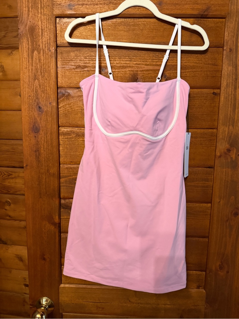 ALO Yoga Pink Slip Dress with White Trim